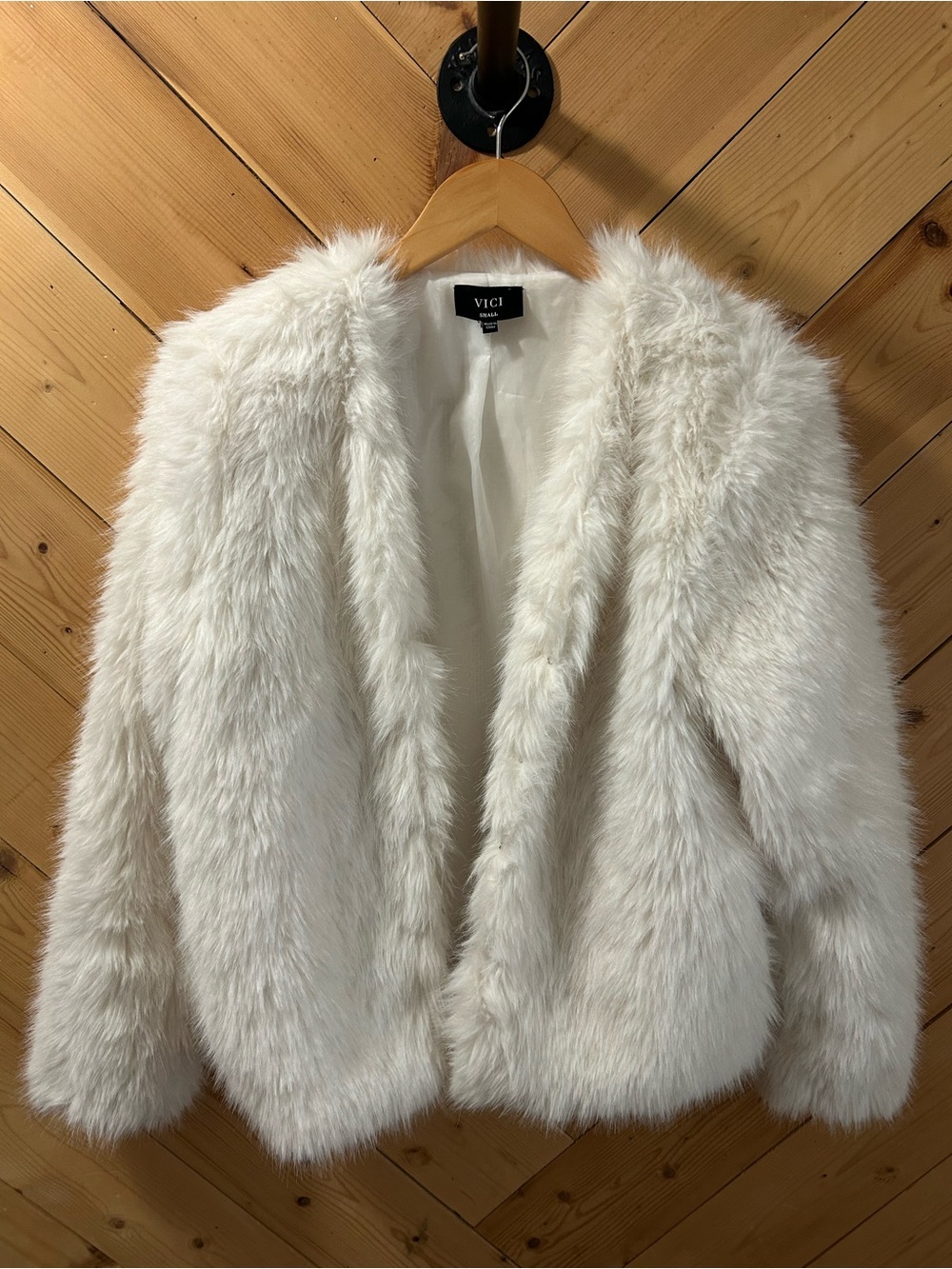 Vici Ivory Faux Fur Teddy Jacket - Plush Open Cardigan